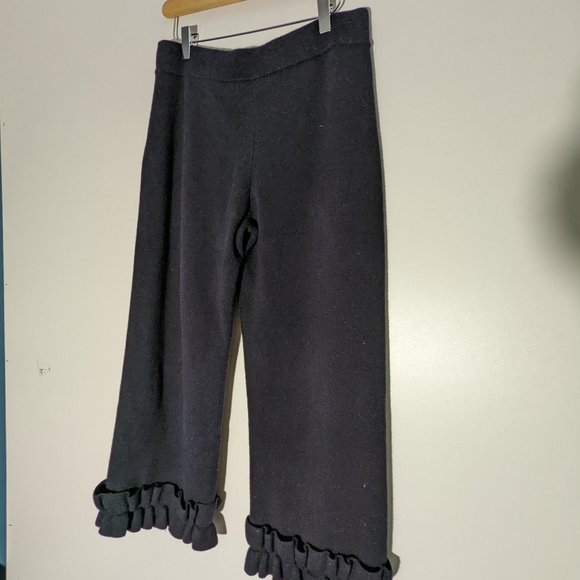 Club Monaco Raesey Knit Ruffle Pants Black Size Medium - Picture 4 of 8